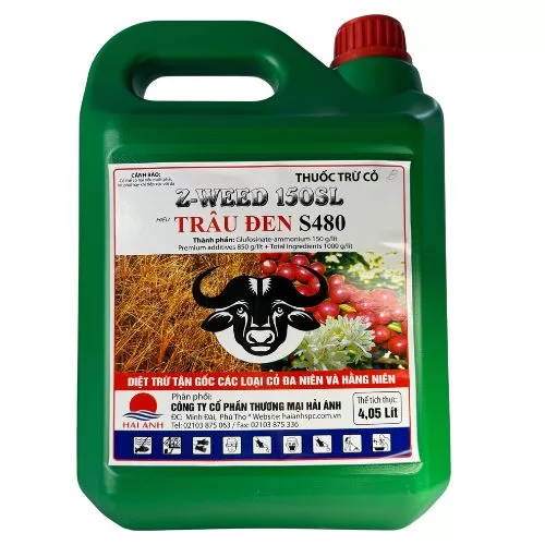 Z-WEED 150SL (Hiệu Trâu Đen S480) là thuốc trừ cỏ không chọn lọc